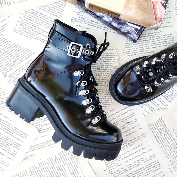 Jeffrey Campbell Shoes - JEFFREY CAMPBELL Czech Lug Sole Laced Combat Boots